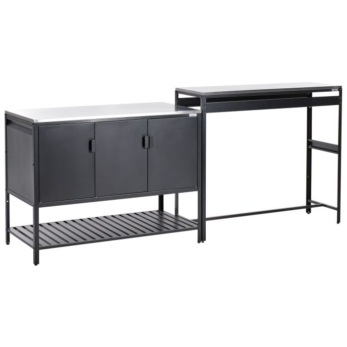 MAENAZ 2 Piece Outdoor Kitchen Set with Bar Table Metal Black