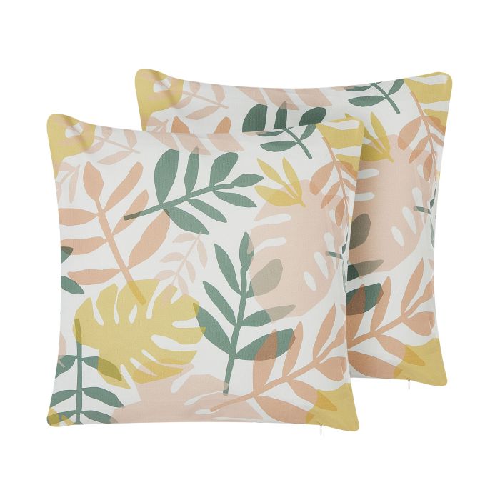 ELSWOLD Set of 2 Outdoor Cushions Plant Pattern - Multicolour