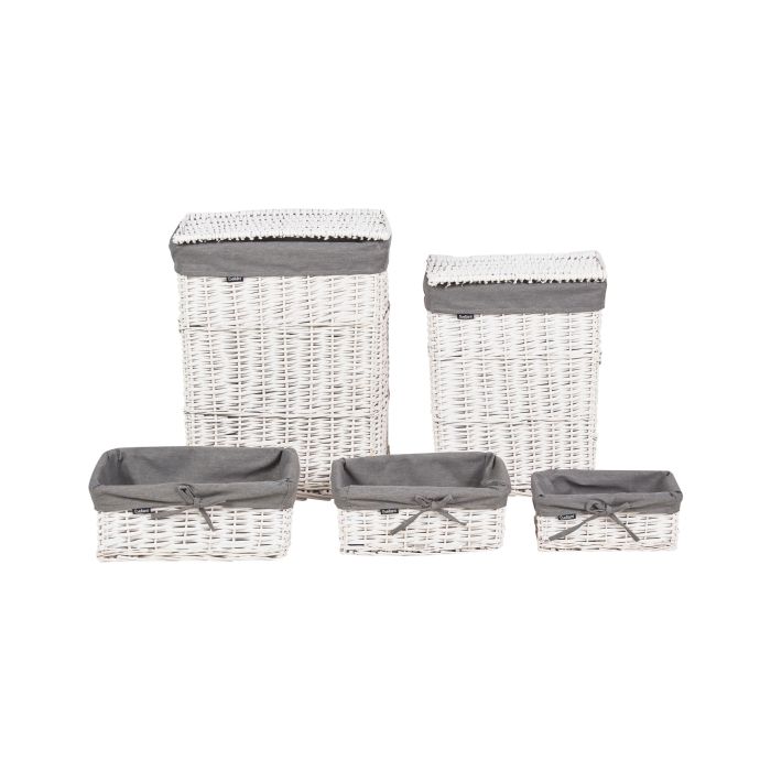 Set of 5 Willow Baskets Grey ELLA