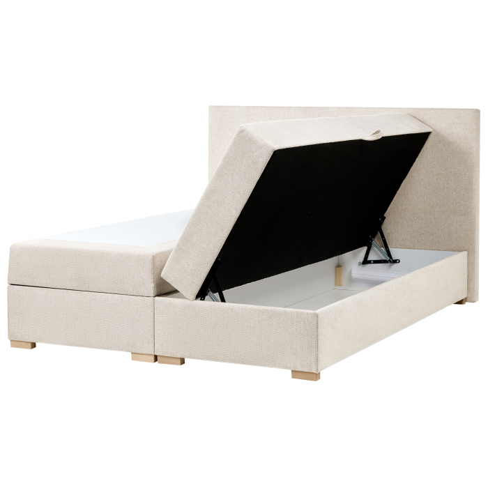 ORRADINE Kingsize Fabric Divan Bed with Storage - Light Beige