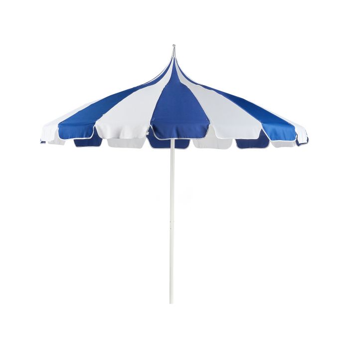 Garden Market Parasol Diameter 2.45 m Blue and White MINOA
