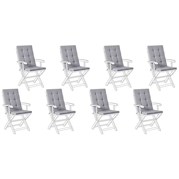 APLOR Set of 8 Garden Back Seat Cushions - Light Grey
