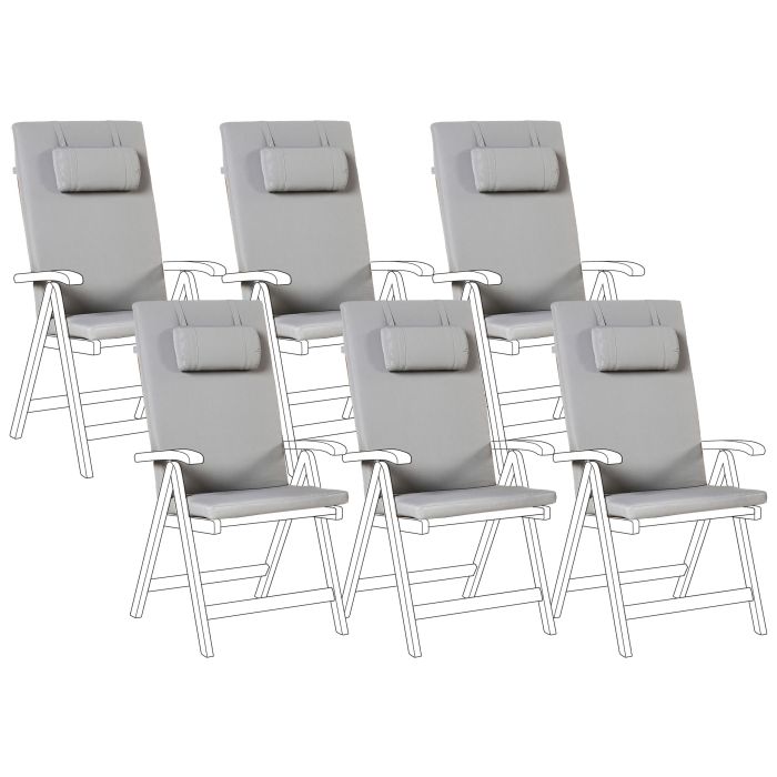 BREEZ Set of 6 Garden Back Seat Cushions - Light Grey