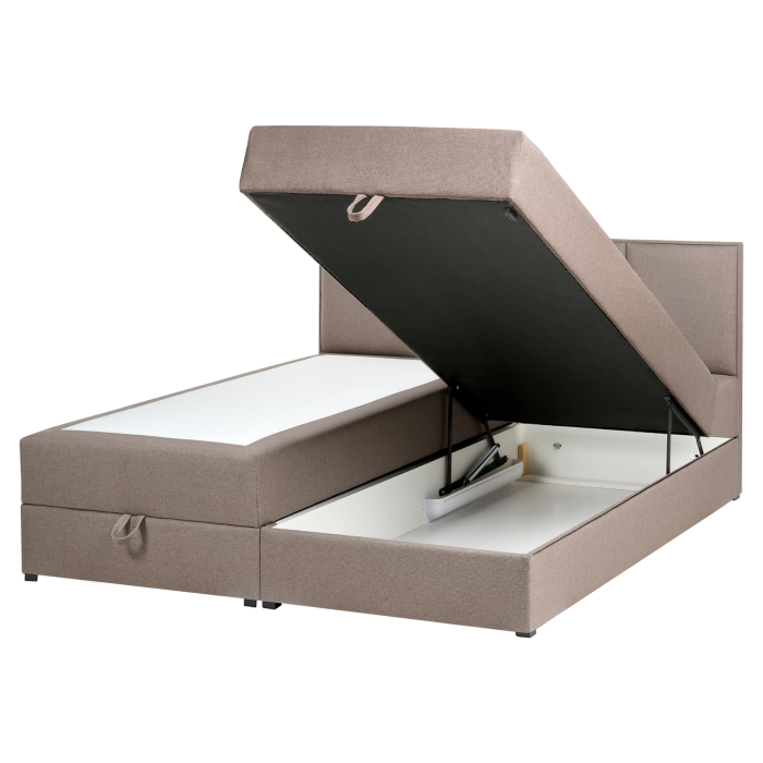 AUVRA Kingsize Fabric Divan Bed with Storage - Taupe