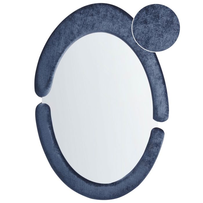 Wall Mirror MASSAY 53 cm 90 cm Velvet Dark Blue