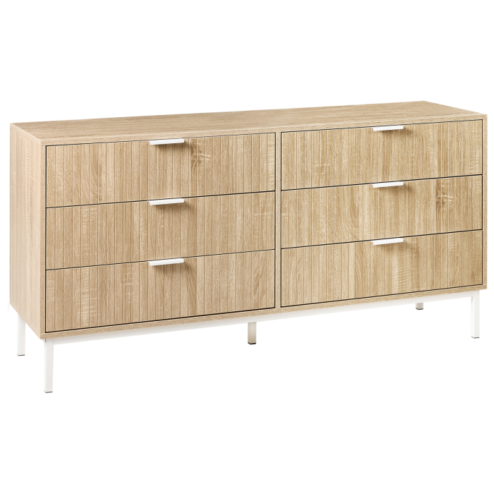 SERAVON Oak Finish Chest of Drawers – Extra Large-sized, 6 Drawers, Double