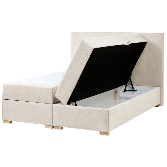 ORRADINE Double Fabric Divan Bed with Storage - Light Beige