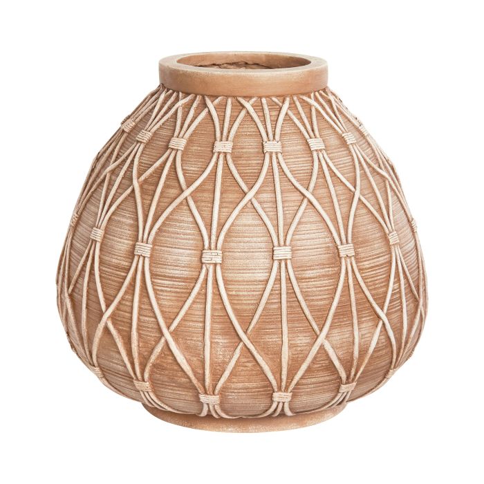 Flower Vase DOMOKOS Ceramic 38 cm Light Brown