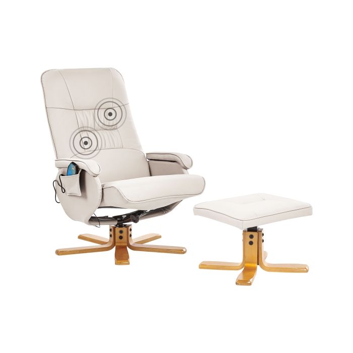 Massage Chair RELAXPRO with Footstool Faux Leather Light Beige