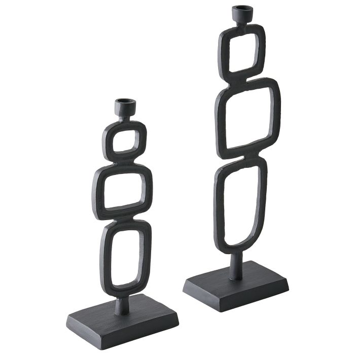 FURNWELL Metal Candle Holders Set of 2 - Black