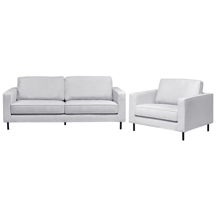 CLOVENDEN Fabric 3 Seater and Armchair Sofa Set - Grey