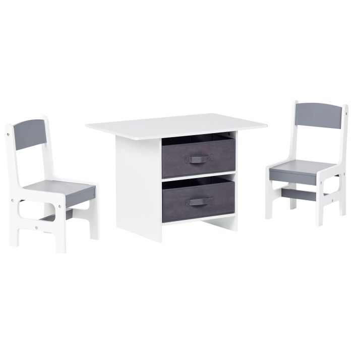 2 Seater Kids Set Table with Chairs White YALGOO