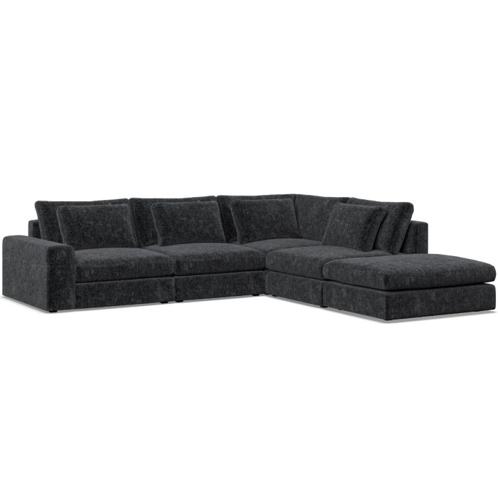 Corner Sofa - SOVA Fabric 4 Seater Left Hand Facing - Black