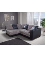 BENSON Jumbo Cord 4 Seater L Shaped - Left Hand Facing Corner Sofa - Black and Grey