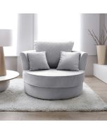 Chic Velvet Swivel Chair - Light Grey