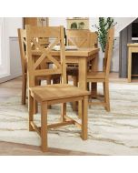 VANKOR Wooden Cross Dining Chair Set of 2 - Oak Finish