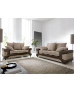 Dino Jumbo Cord Brown and Beige Sofa Set
