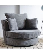 Jasmine Jumbo Cord Swivel Chair - Grey