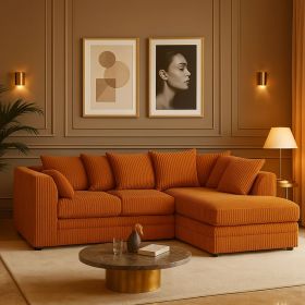 Corner Sofa - DESMOND Jumbo Cord Right Hand Orange