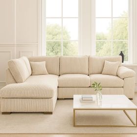 Corner Sofa - LARGE CORDURA Full Back Jumbo Cord Left Hand Cream