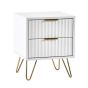 Brushed Gold Legs Murano 2 Drawer Bedside - Matte White