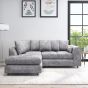 LORVANI Fabric 4 Seater L Shaped Scatterback Corner Sofa - Light Grey, Left Hand Facing
