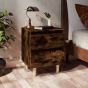 Bed Cabinet with Solid Wood Legs Smoked Oak 40x35x50cm