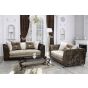 SERENE Crushed Velvet 3 Seater and 2 Seater Scatterback Sofa Set - Brown and Mink