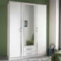 Dewi 3 Door 2 Drawer Mirrored Wardrobe - White