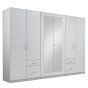 Flock 6 Door 4 Drawer Mirrored Wardrobe - White