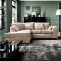 Corner Sofa - HENRY Crushed Chenille Fabric 4 Seater L-Shaped Sofa Left Hand Facing - Cream