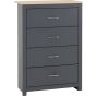 Grey Chest of Drawers - PORTLETHEN Medium Chest  4 Drawers
