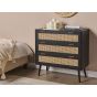 Black Rattan Chest of Drawers - OAKHAM Medium Chest  3 Drawers