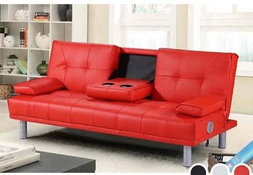 Bold Red Leather Sofa